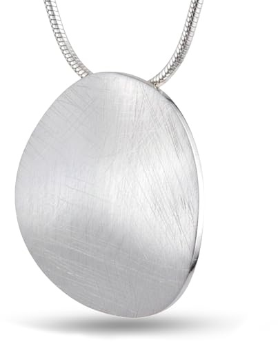 Vinani 925 Sterling Silber Anhänger Damen Kreis mit Schlangenkette AGW-S | Gewellter Kreis Anhänger aus 925 Sterling Silber mit Schlangenkette aus Italien, gebürstet, nickelfrei.