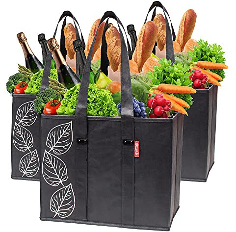 3 pièces Grande boîte à provisions pliable réversible Planet E par d'étang - Noir -