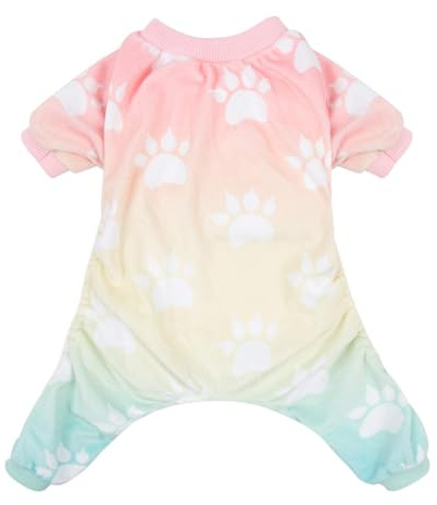 CuteBone Gradient Fußabdruck Hundepyjama für kleine, Mittelgroße Hunde, Weiches Material, Dehnbar Hunde-Strampler, Winterjacken und mäntel P09XS-DE