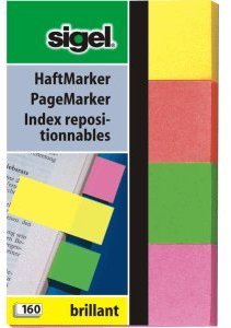 Sigel Haftmarker brillant 50x80mm 4 Farben VE=4 Stück