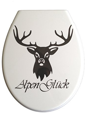 ADOB Design WC Sitz Alpenglück Klobrille Klodeckel Toilettendeckel aus Duroplast, Absenkautomatik, Softclose, zur Reinigung abnehmbar, 59889