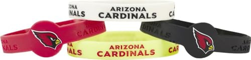 Amico International unisex NFL Team Logo Silicone Rubber Wrist Band Set of 4 sports fan bracelets, Team Colors, One Size US