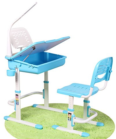 leomark Escritorio Infantil Regulable con Silla, Lámpara LED, Atril y Almacenamiento | Pupitre Ergonómico Ajustable para Niños 3–14 Años​