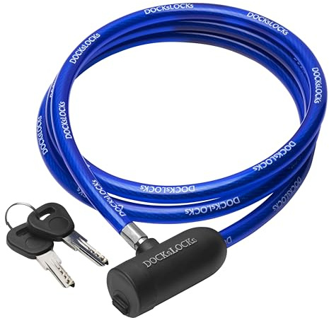 DocksLocks Weatherproof Security Cable Lock with Keys (5ft to 25ft Lengths) Anti-Theft for Kayak, Bike, Paddleboard, Scooter, Equipment, Bicycle 5ft