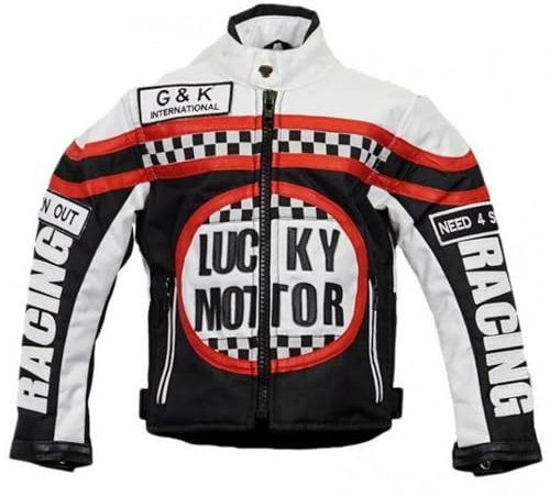 MDM Veste de motard pour enfant en noir/blanc - - L