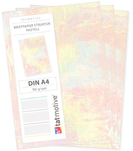 TATMOTIVE Briefpapier Pastell Aquarell bunt beidseitig A4 90g 50 Blatt | Schönes Briefpapier beidseitig bedruckt