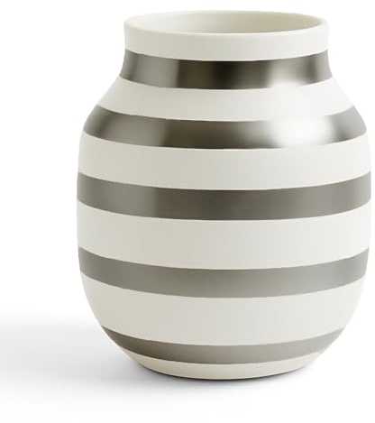 Kähler Vase H20 cm Omaggio Originaldesign mit handgemalte Streifen, Metallics