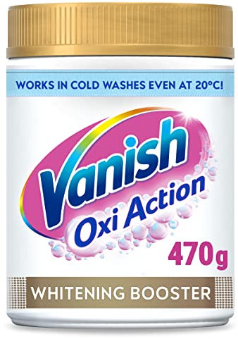 Vanish Gold Oxi Action Stain Remover and Whitening Booster Powder, For Whites, Removes Tough Stains Even at 20°C, Restores Whiteness of Greyed Fabrics,Add a Scoop in Every Wash for Best Results, 470g