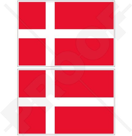 Vinyl-Aufkleber, Motiv: dänische Flagge, Dänemark, 75 mm, 2 Stück
