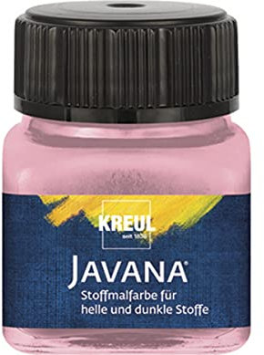 KREUL 90968 - Pintura Javana para tejidos claros y oscuros, 20 ml rosa cristal, color brillante a base de agua, carácter pastoso, para estampar y estarcir
