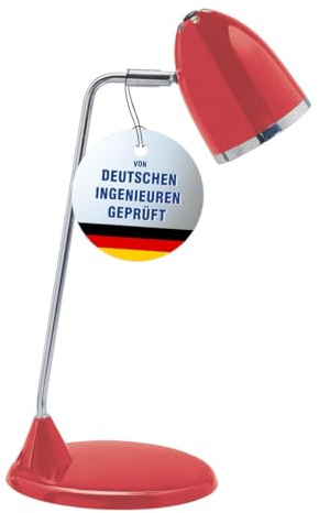 MAUL Schreibtischlampe LED Maulstarlet | Schreibtischlampe im Vintage Look | Stilvolle Lampe aus Metall mit 3000K Farbtemperatur | LED Tischleuchte mit Standfuß für Schreibtisch | Rot