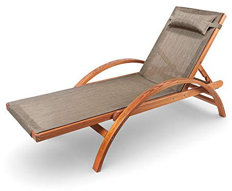 Ampel 24 Liegestuhl Karibik, verstellbare Rückenlehne, Sonnenliege mit Armlehnen, Gartenmöbel aus vorbehandeltem Holz, wetterfeste Gartenliege