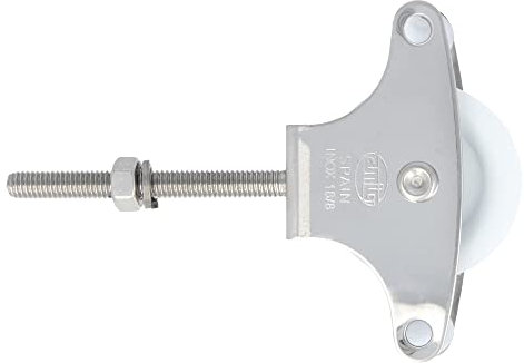 Amig - Puleggia con Roldana in plastica da 39 mm Mod.212 - M6 x 60 mm - Speciale per Stendibiancheria - Acciaio inossidabile 18/8 - con vite di fissaggio e guide