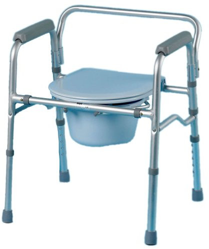 Homecraft Folding Commode Toilet Chair – Lightweight Aluminium Commode & Toilet Surround with Adjustable Seat Height, Portable Bedside Toilet Frame with Removable Bucket & Non-Slip Feet