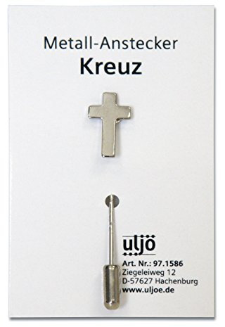 °° Metall-Anstecknadel, Kreuz silber mit langer Nadel