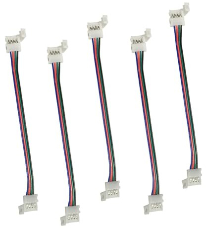LitaElek 10mm 4 pines SMD 5050 LED Conector de luz de Tira Cable de Conexión Tira del RGB 5050 LED al Puente de la Tira del LED Adaptador Sin Soldadura -17cm en Longitud (5 pcs)