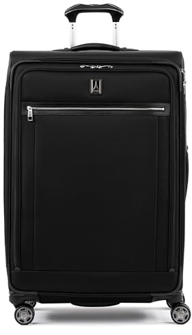 Travelpro Platinum Elite Softside Expandable Checked Luggage, 8 Wheel Spinner Large Suitcase, TSA Lock, Men and Women, Shadow Black, Checked Large 29-Inch