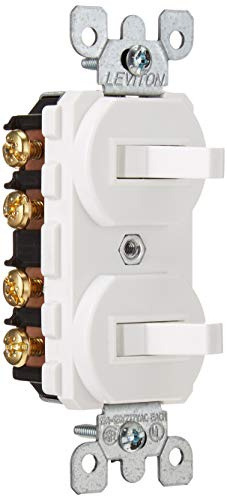 Leviton 15 Amp, 120/277 Volt, Duplex Style 3-Way / 3-Way AC Combination Switch, Residential/Commercial Specification Grade, Non-Grounding, Side Wired, 5243-W, White