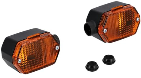 MZA Set: 2 Blinker 6-eckig in Schwarz mit orangenem Glas - Simson S53, S83, SR50, SR80, MZ ETZ
