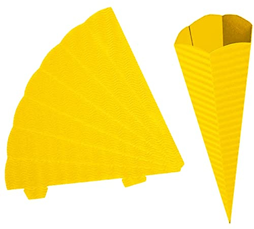 alles-meine.de GmbH Schultüte - Rohling Wellpappe - gelb - 33-100 cm - Größe wählbar - mit/ohne Kunststoff Spitze - Zuckertüte zum selber Basteln - 6 eckig - Bemalen und Bekl..