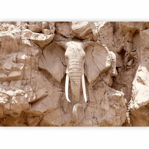 Papier peint murando intissé 350x256 cm Décoration Murale XXL Poster Tableaux Muraux Tapisserie Photo Trompe l'oeil éléphant pierre g-B-0007-a-c