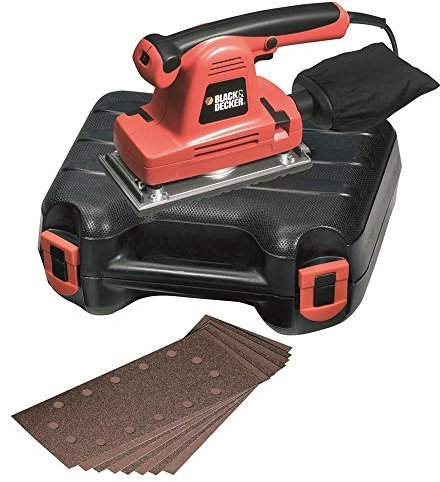 Black+Decker Schwingschleifer, Schleifmaschine (310W, leicht bedienbare Schleifpapierklemme, integrierte Staubabsaugung, ergonomischer Frontgriff, automatische Schleifgeschwindigkeit) KA274EKA