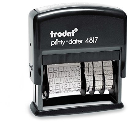 Trodat Printy 4817B Wortbanddrehstempel (ehem. 4812), Datum plus WOCHENTAGE, Selbstfärbend, Abdruck schwarz, 48 x 3,8 mm