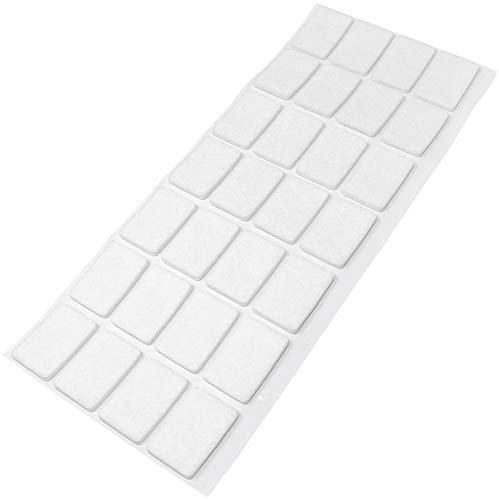 Adsamm® / 28 x deslizantes de Fieltro autoadhesivos/Blanco / 20x30 mm/Rectangular/Deslizantes de Fieltro para Muebles de 3,5 mm de Grosor/Deslizantes para Muebles y Suelos
