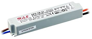 GLP Transformateur LED professionnel 24 V DC 0,75 A 18 W Étanche IP67 Tension constante TÜV SELV CE Types de protection : protection contre les courts-circuits, surtensions et surcharges