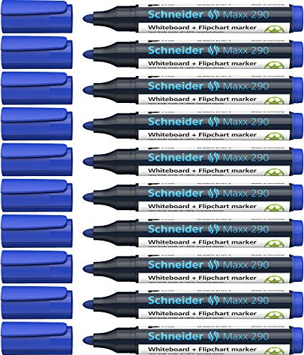 Schneider Maxx 290 märkpennor (för whiteboards och blädderblock, linjebredd: 2–3 mm) 10-pack blå