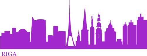 INDIGOS UG - Wandtattoo Wohnzimmer - Wandaufkleber Riga 240x80 cm - Flieder e610 Skyline Stadt - Aufkleber Kinderzimmer Schlafzimmer Küche Badezimmer Büro Dekoration