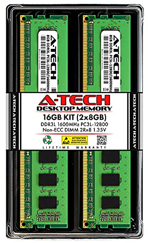 A-Tech 16GB (2x8GB) DDR3/DDR3L 1600MHz PC3L-12800 (PC3-12800) CL11 DIMM 2Rx8 1.35V 240-Pin Non-ECC UDIMM Desktop RAM Memory Modules