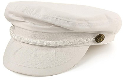 SK Hat shop Men's Summer Cotton Greek Fisherman Sailor Fiddler Driver Hat Flat Cap L/XL,White