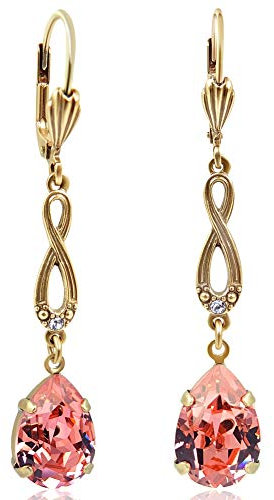 Goldene Ohrhänger mit Rosa Stein Vintage NOBEL SCHMUCK