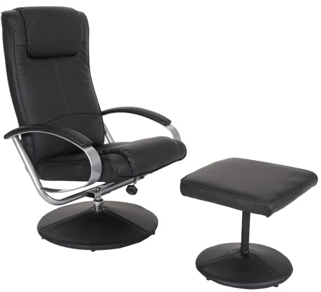 Mendler Relaxliege Relaxsessel Fernsehsessel N44 mit Hocker - schwarz | Relaxsessel, Fernsehsessel