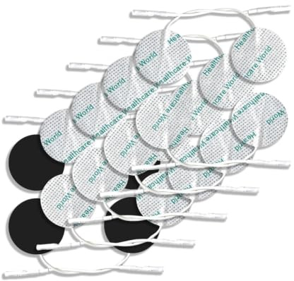 Healthcare World Runde TENS Elektroden-Pads (20er Pack)– Selbstklebend Wiederverwendbar, Schmerzlinderung & Muskelstimulation, Therapie & Gelenkschmerzen– Kompatibel mit Neurotrac Flexi & TENS Geräten
