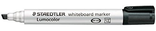 Staedtler Lumocolor 351 Whiteboard-Marker Rundspitze und Keilspitze, verscheidene Farben zur Auswahl (Keilspitze schwarz, 6)