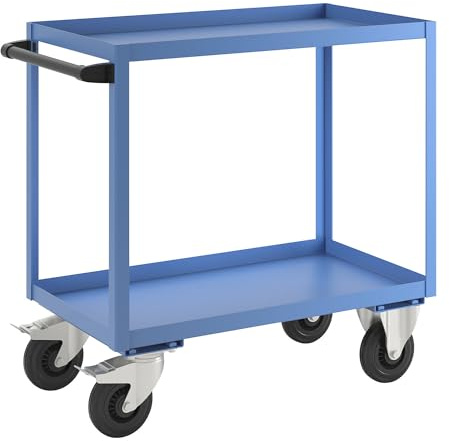 eurokraft pro | Montagehilfswagen | 2 Etagen, Tragfähigkeit 250 kg, Ladefläche LxB 900 x 500 mm, lichtblau