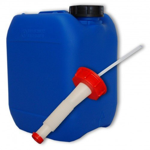 Bidón de polietileno/Jerry can 5 L Azul HDPE DIN51 + 1 Pico vertedor flexible calidad alimentaria (22040+22021)