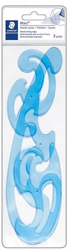 STAEDTLER 571 40 WP Mars Burmester Kurvenlineale 3 teilig im Etui, blau-transparent