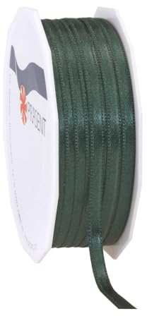 PRÄSENT C.E. Pattberg Satin tannengrün, 50 m Satinband zum Einpacken von Geschenken, 6 mm Breite, Geschenkband zum Dekorieren & Basteln, Dekoband, Anlass