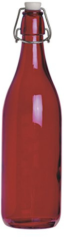 Excelsa Happy Color Botella Lisa 1 L, Cristal, Rojo, 8 x 8 x 30 cm