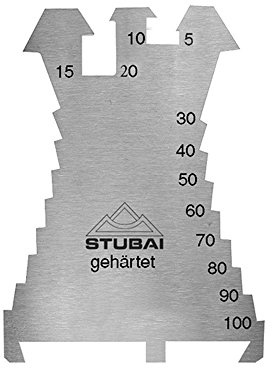 Stubai 278602 Anreißschablone 140x100 mm, 1,3 mm gehärtet, Edelstahl rostfrei – Präzisions Anreißer 5–100 mm Skala für Dachdecker, Spengler & Klempner Profi Werkzeug, untere Abstände: 38 mm + 28 mm
