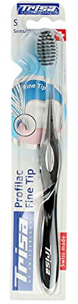 Trisa Profilac Fine Tip Sensitive - Cepillo de dientes manual para una limpieza más suave y eficiente. Calidad de marca fabricada en Suiza.