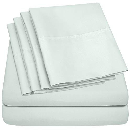 Sweet Home Collection Queen Sheets Mint - 6 Piece 1500 Supreme Collection Fine Brushed Microfiber Deep Pocket Queen Sheet Set Bedding - 2 Extra Pillow Cases, Great Value