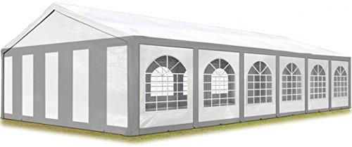 TOOLPORT Hochwertiges Partyzelt 6x12 m Pavillon Zelt PE Plane 450 N Gartenzelt Festzelt Bierzelt Wasserdicht grau-weiß