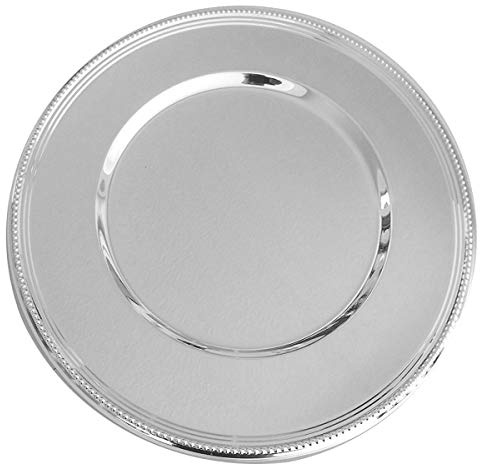 SILBERKANNE Platzteller Perlrand 33 cm Silber Versilbert – Edler Unterteller Premium Silver Plated – Hochwertiger Dekoteller – für Hochzeit & Festtafeln