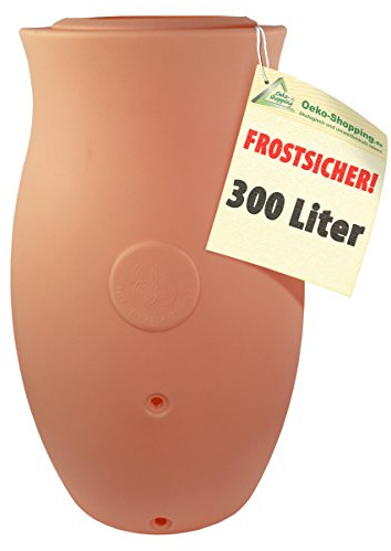 Sonderpreis! REGENTONNE REGENFASS WASSERFASS GARTENFASS REGENWASSERTONNE Maja AMPHORE mit Pflanzschale und Füllstand-Schlauch (300L Terra-kotta)