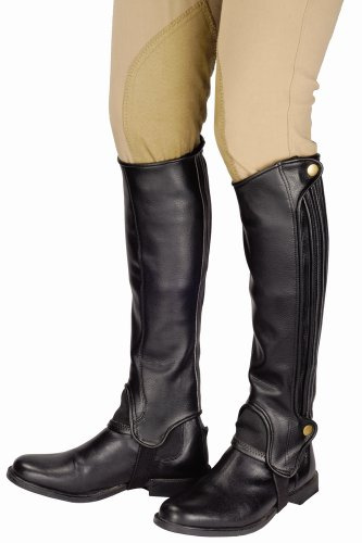 TuffRider Adult Grippy Grain Half Chaps - Black - L