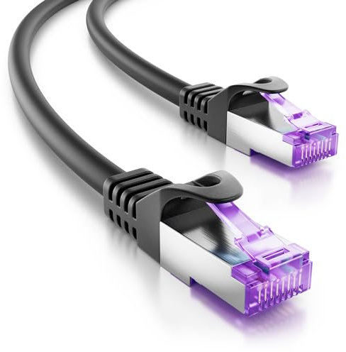 deleyCON 1,5m Cavo di Rete CAT7-10 Gigabit - RJ45 Cavo Patch & Ethernet (Rame, Schermatura SFTP PiMF) - per l'Alta Velocità LAN DSL Interruttore Modem Router Pannello Patch - Nero